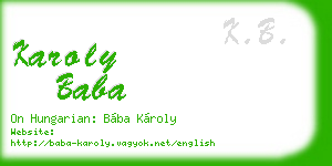 karoly baba business card