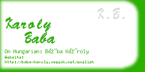 karoly baba business card